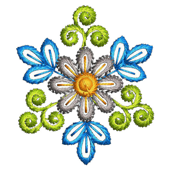 Orchid Style Applqiue Embroidery Design 25160