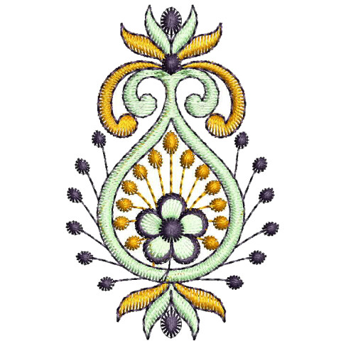 Paisley Style Embroidery Applique Design 26138