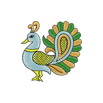 Peacock Embroidery For Kalamkari Fabrics