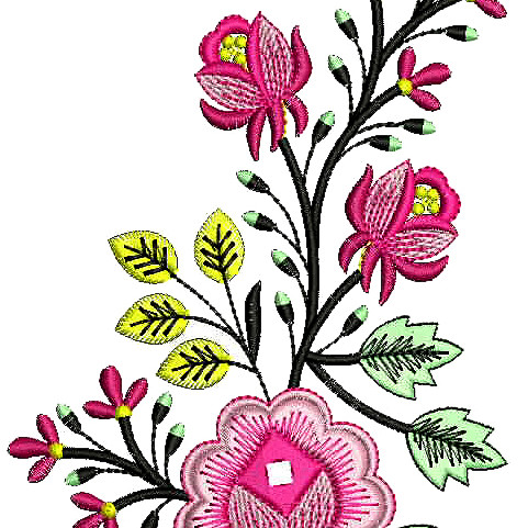 Pink Flower Embroidery Applique Design 25864