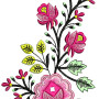 Pink Flower Embroidery Applique Design 25864