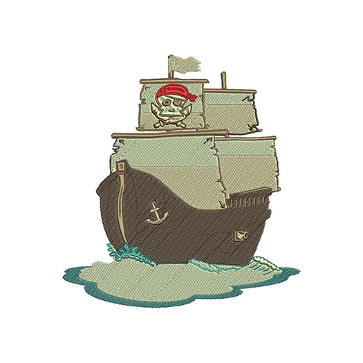 Pirate Ship Embroidery Design