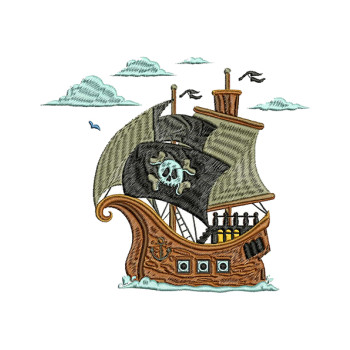 Pirate Ship Machine Embroidery Design