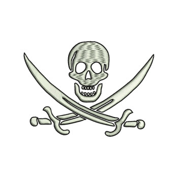 Pirate Skull Applique Machine Embroidery Design