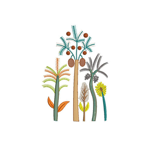 Realistic Mini Coconut Tree Embroidery Design