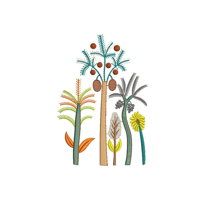 Realistic Mini Coconut Tree Embroidery Design