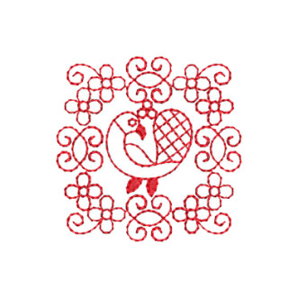 Redwork Peacock Embroidery Design