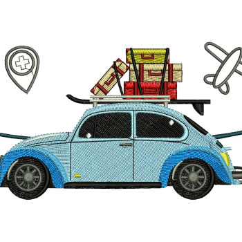 Retro Car Embroidery Design