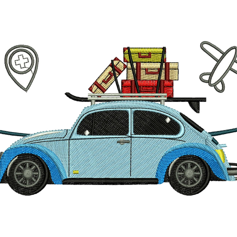 Retro Car Embroidery Design