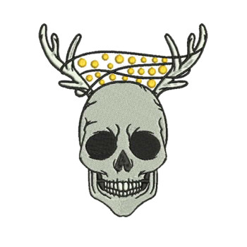 Scary Skull With Christmas Lights Embroidery