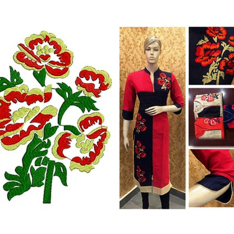 Shoulder Top with Rose Embroidery Design