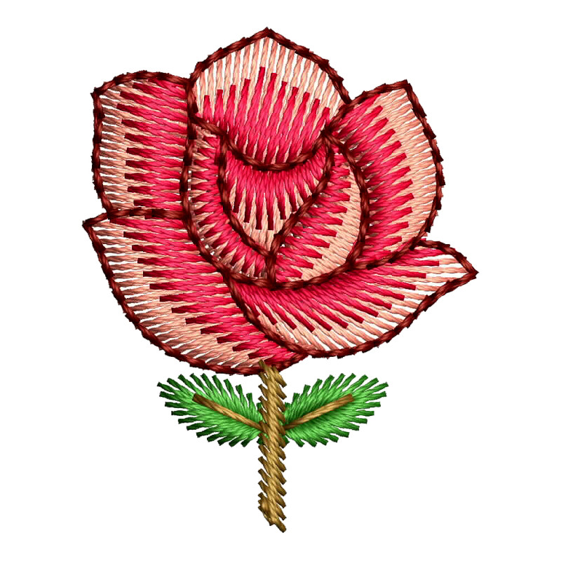 Simple Red Rose Embroidery Design