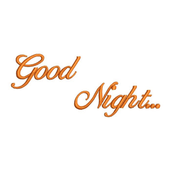 Simple Single-Color "Good Night" Embroidery Design (3.6cm x 8.5cm)