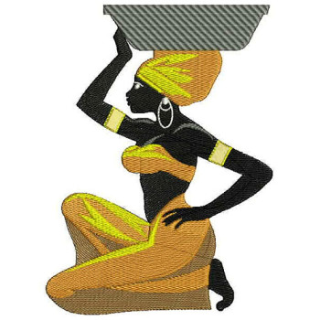 Sitting Position African Lady Embroidery Design 24834