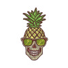 Skull Pineapple Embroidery With Sunglasses