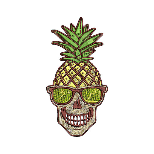Skull Pineapple Embroidery With Sunglasses