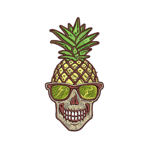 Skull Pineapple Embroidery With Sunglasses