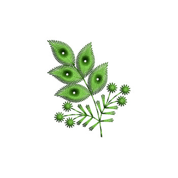Small Embroidery Patch With Green Leaves