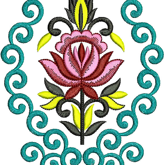Soft Pink Lotus Embroidery Applique Design 25985