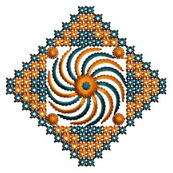 Square Style Cross Stitch Applique Embroidery Design 25055