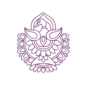 Stylized Avian Medallion Embroidery Design