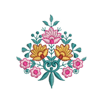 Table Corner Flower Bunch Embroidery
