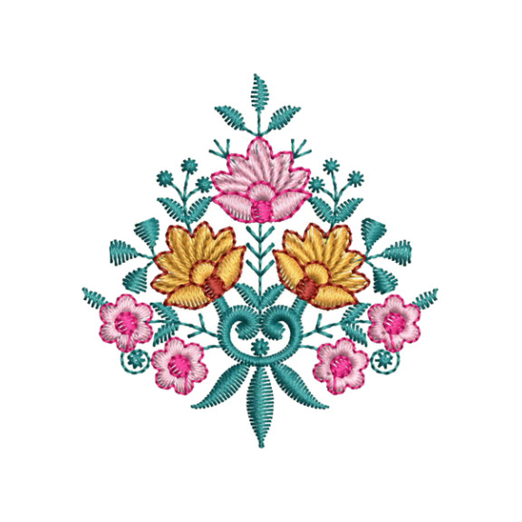 Table Corner Flower Bunch Embroidery