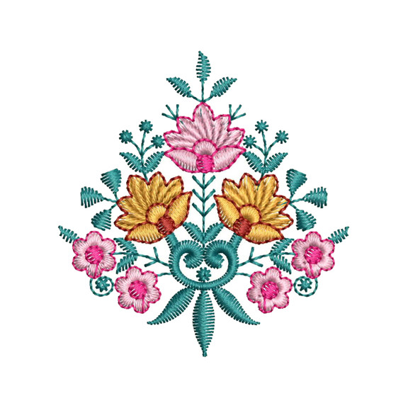 Table Corner Flower Bunch Embroidery