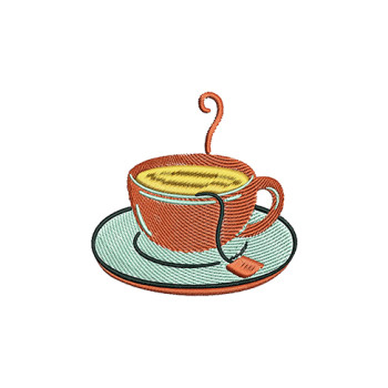 Tea Cup Embroidery Design