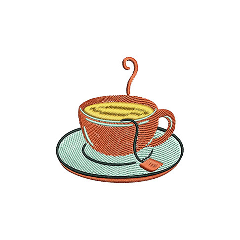 Tea Cup Embroidery Design
