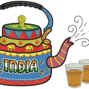 Tea Pot Embroidery Design