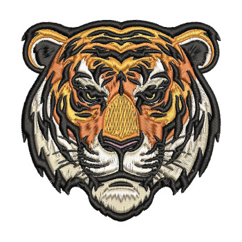 Realistic Tiger Face Motif Embroidery Design