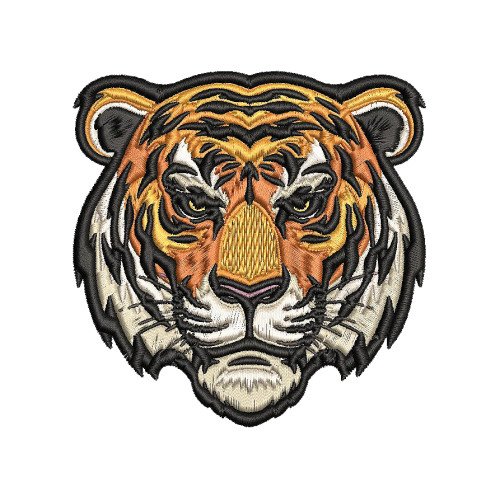 Realistic Tiger Face Motif Embroidery Design
