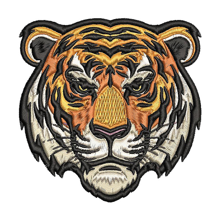 Realistic Tiger Face Motif Embroidery Design