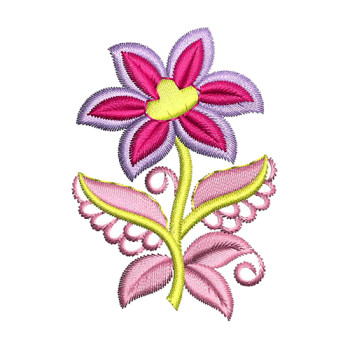Tiny Flower With Leaf Embroidery