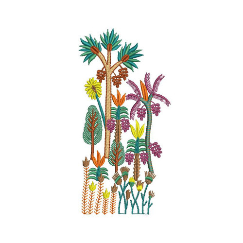 Vibrant Mini Tropical Forest Embroidery Design