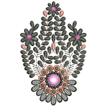 Vintage Floral Embroidery Design 25036