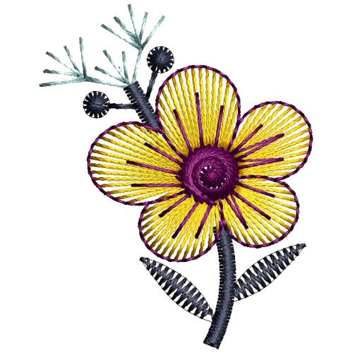 Yellow Flower Applique Embroidery Design 25979