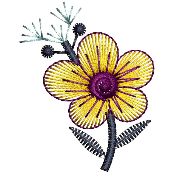 Yellow Flower Applique Embroidery Design 25979
