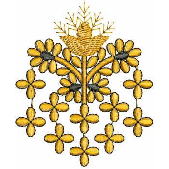 Yellow Flower Applique Embroidery Design 25658