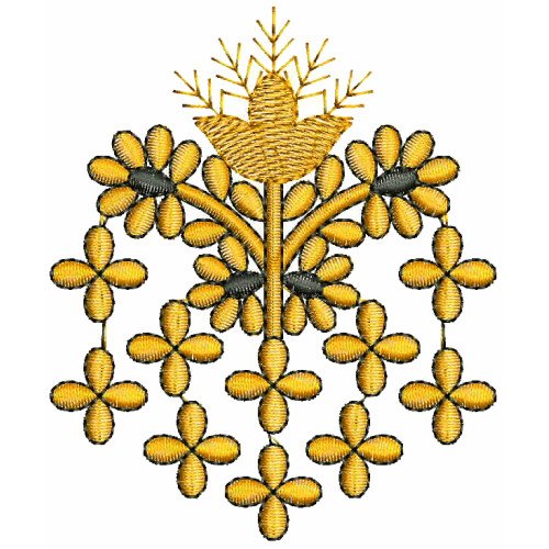 Yellow Flower Applique Embroidery Design 25658