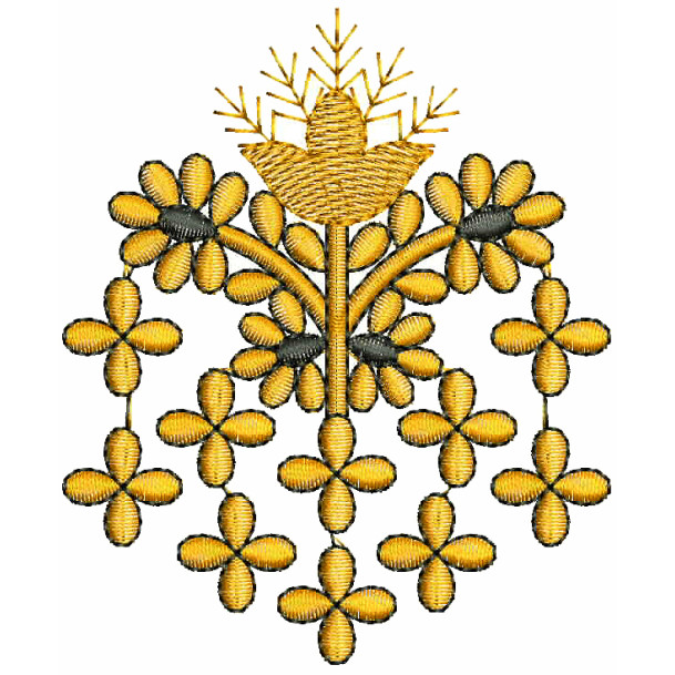 Yellow Flower Applique Embroidery Design 25658