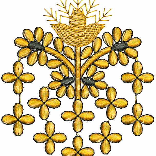 Yellow Flower Applique Embroidery Design 25658