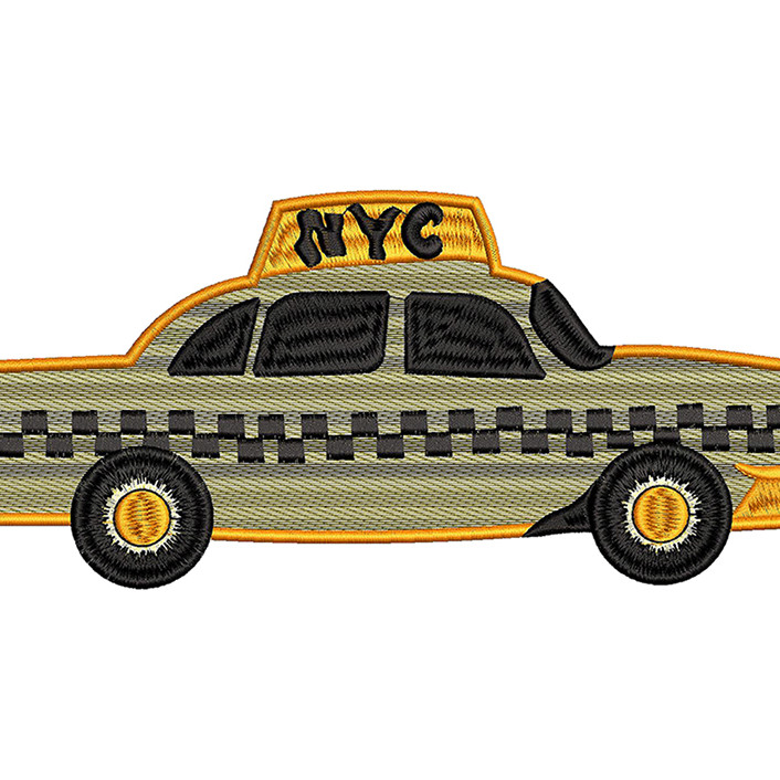 Yellow Taxi Cab Embroidery
