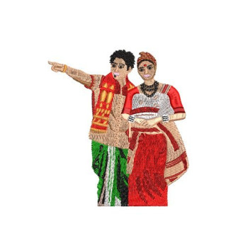 Assamese Traditional Couple Machine Embroidery Design