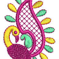 Peacock Paisley Machine Embroidery Design