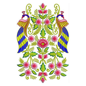 Symmetrical Peacock and Rose Medallion
