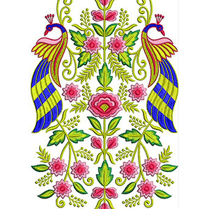 Symmetrical Peacock and Rose Medallion