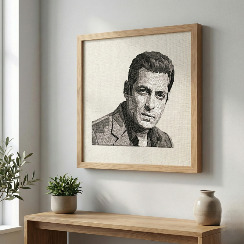 Big Fan of Bhaijan – King of Hearts Portrait Embroidery Design