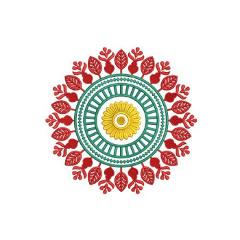 Bold Geometric Floral Circular Mandala Embroidery Design